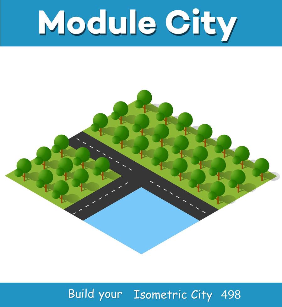 Isometric 3D illustration view from above to the Forest quarter vector