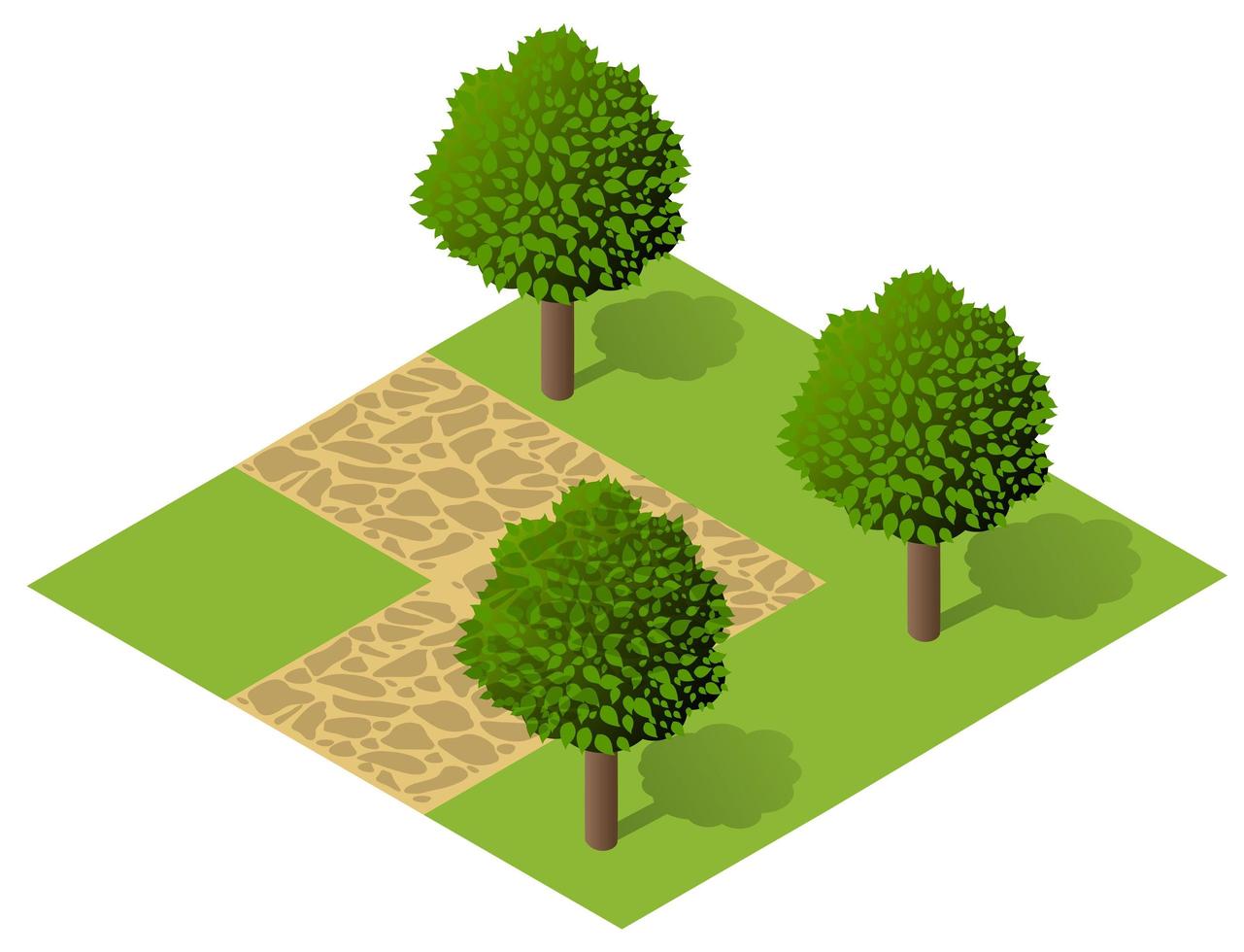 City quarter top view landscape isometric 3D illustration with trees with park vector