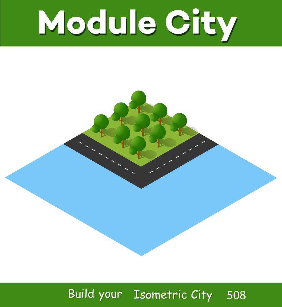 Isometric 3D illustration view from above to the Forest quarter vector