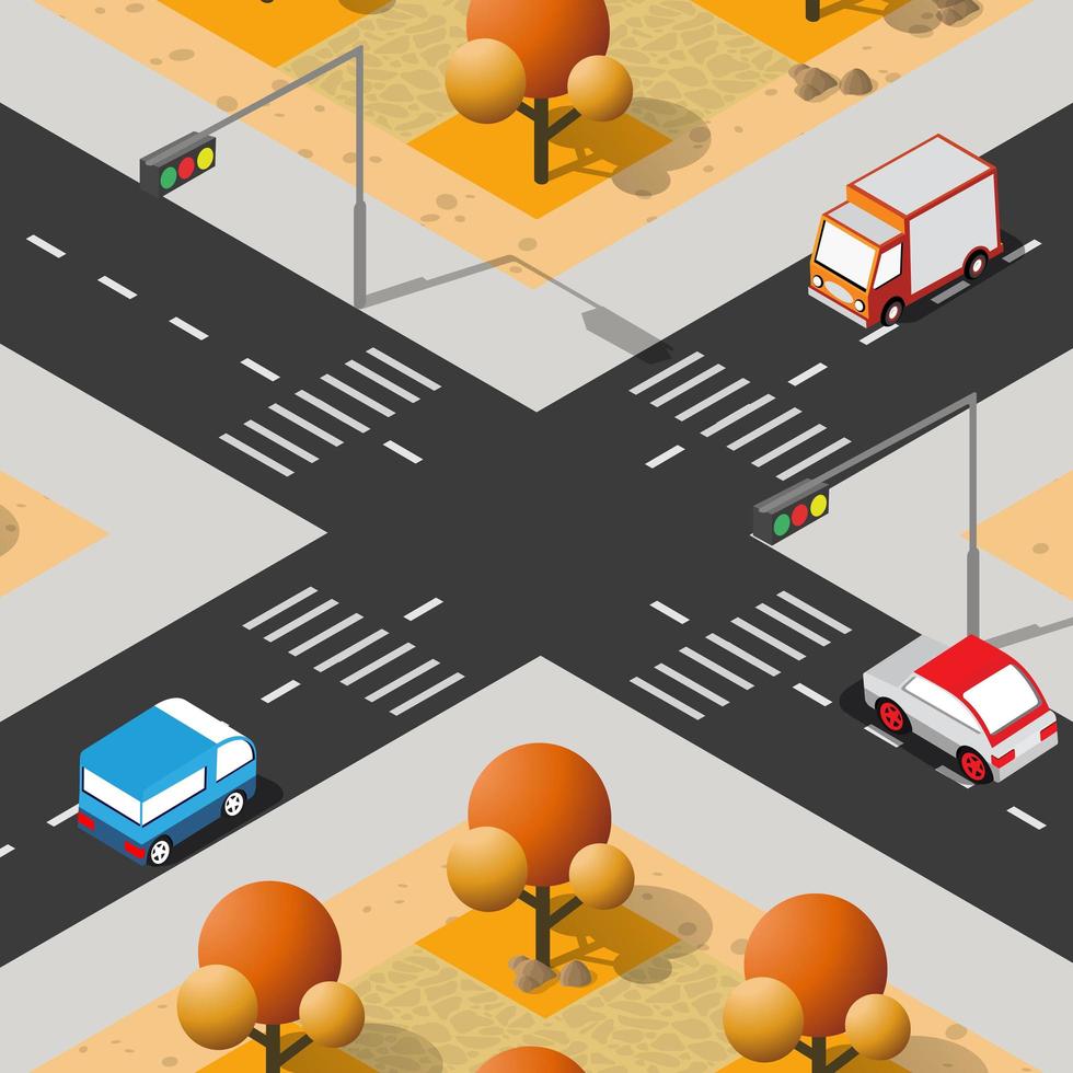 Lifestyle crossroads illustration of the city block with people vector