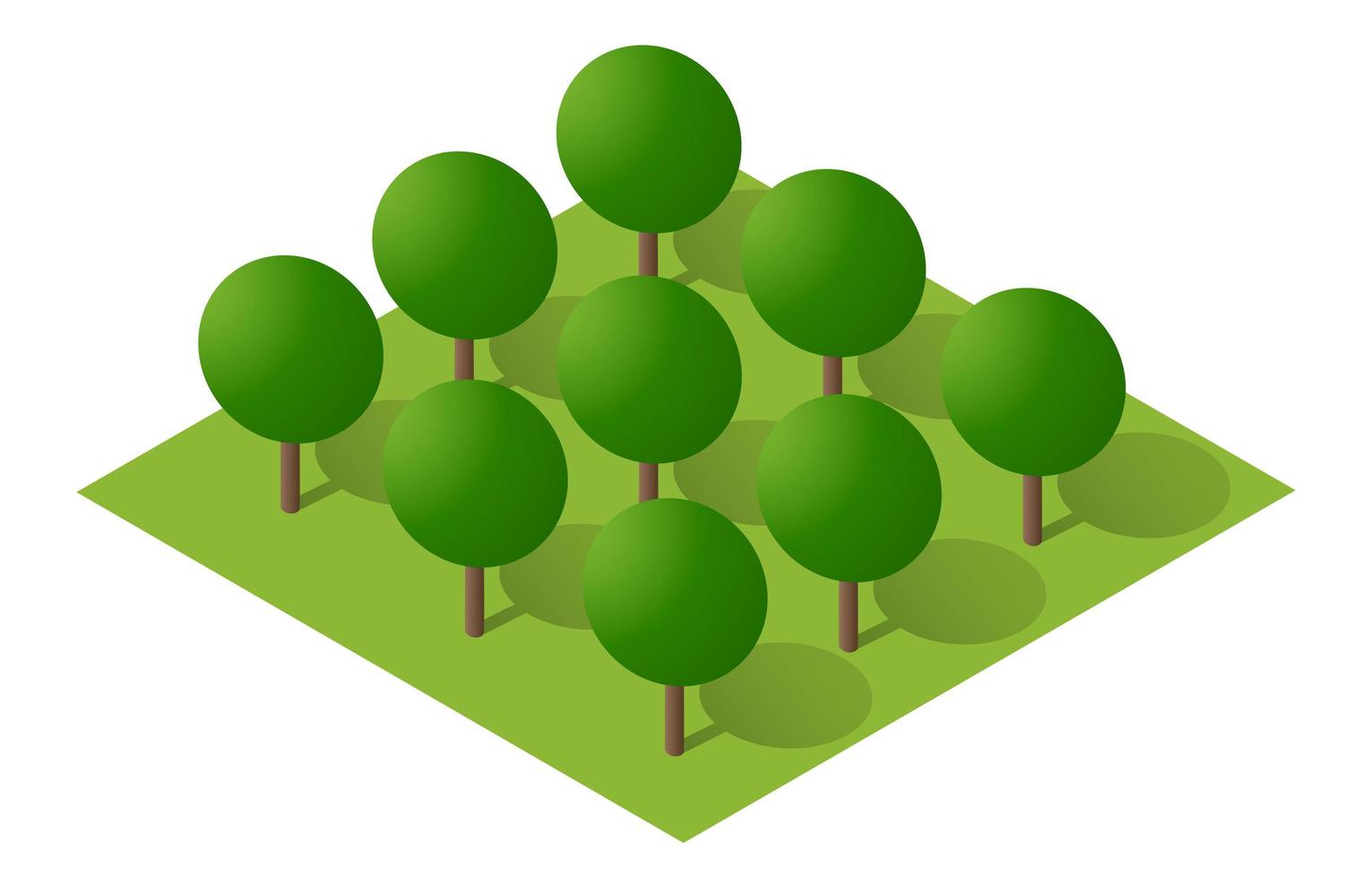 ilustración 3d isométrica parque árboles bosque naturaleza vector