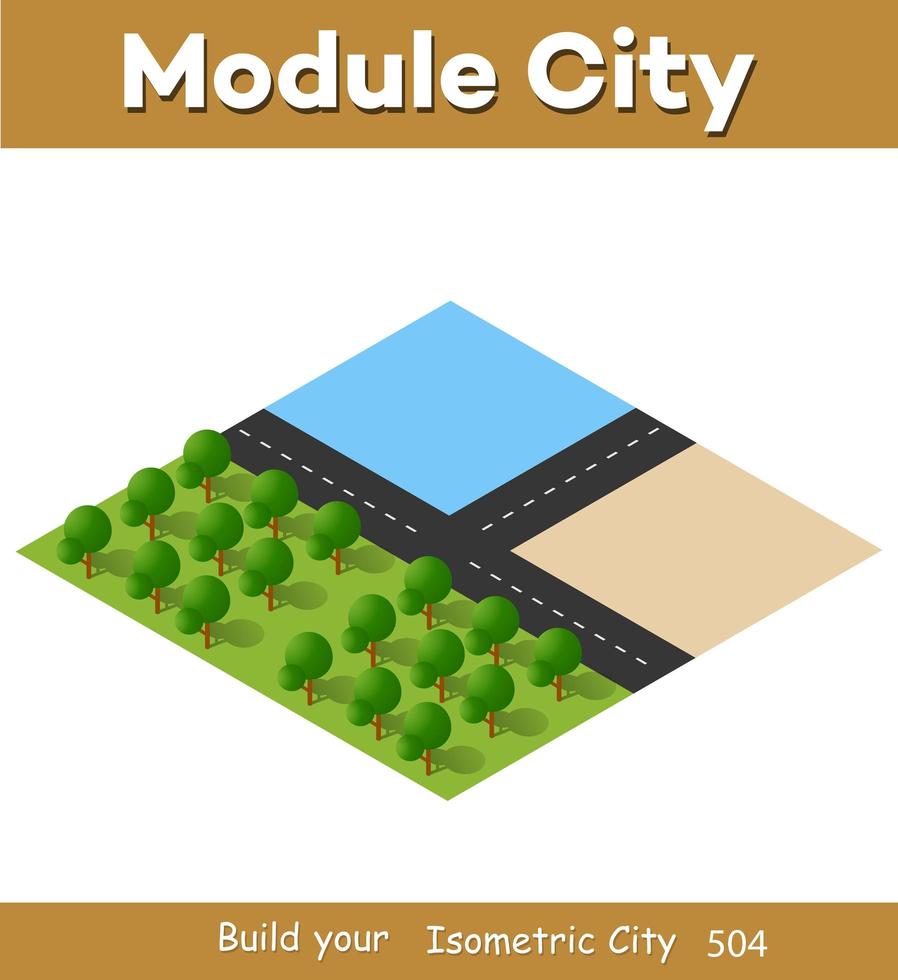 Isometric 3D illustration view from above to the Forest quarter vector