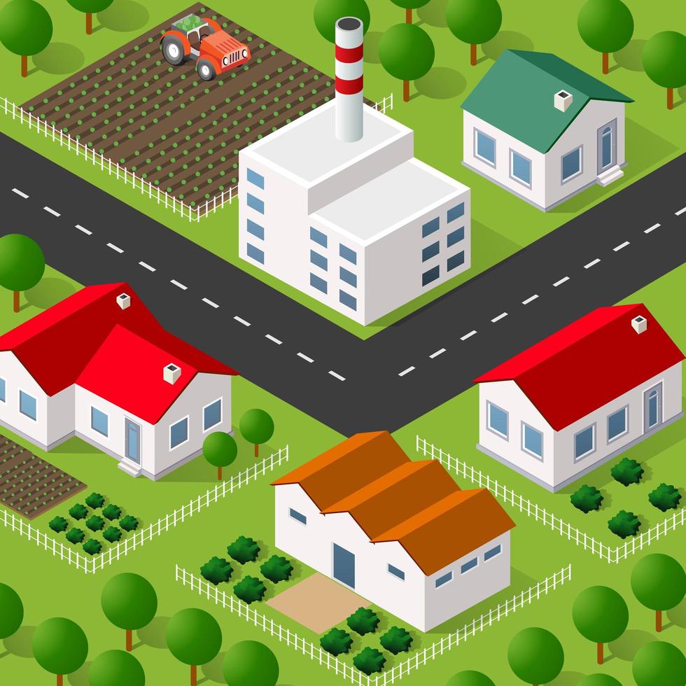 Lifestyle scene urban Isometric 3D illustration of a city vector