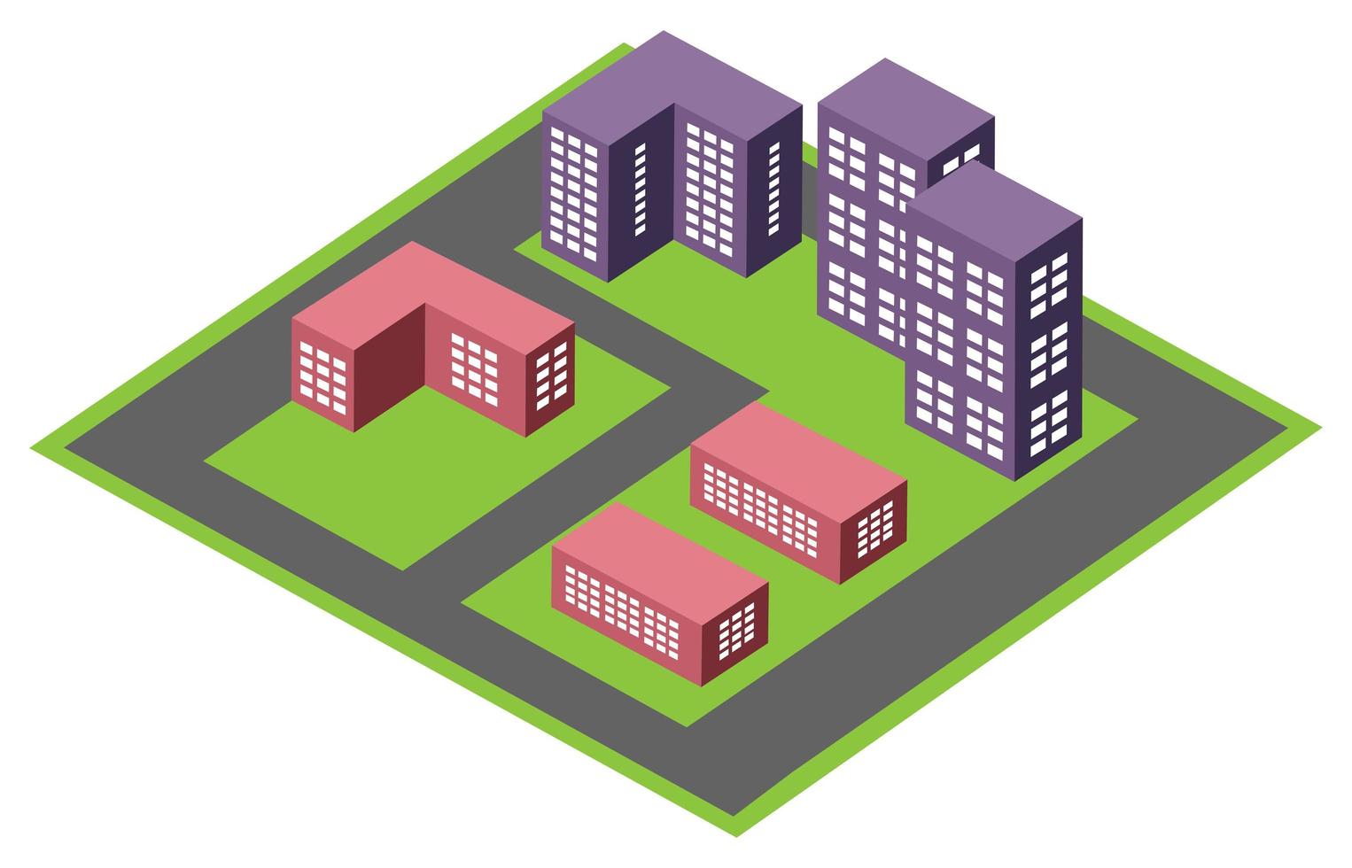 Vector isometric urban architecture block building of the modern city