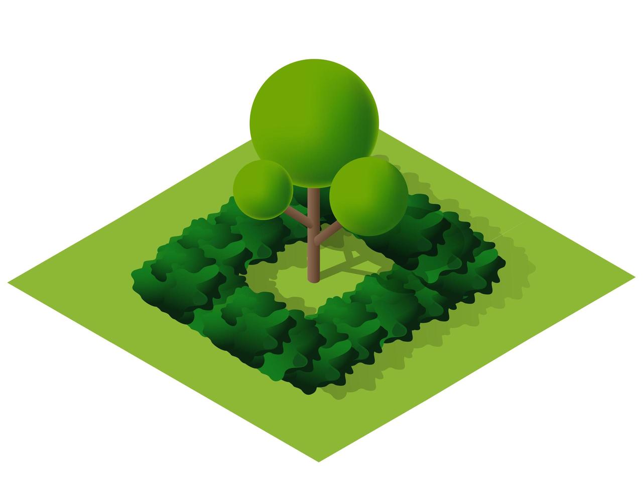 City quarter top view landscape isometric 3D illustration with trees with park vector