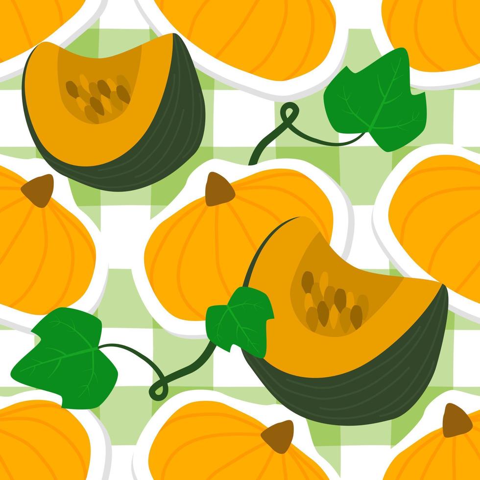 Pumpkin with seamless background. Scottish pattern background. Pumpkin vector. Wrapping paper pattern. Patterns for decorating wallpaper, banners. vector