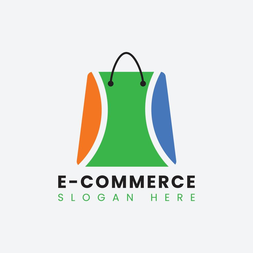 diseño de logotipo de comercio electrónico abstracto moderno creativo, plantilla de diseño de logotipo de bolsa de compras en línea degradado colorido vector