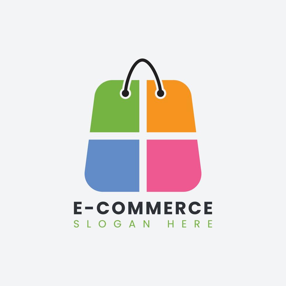 Creative modern abstract ecommerce logo design, colorful gradient online shopping bag logo design template vector