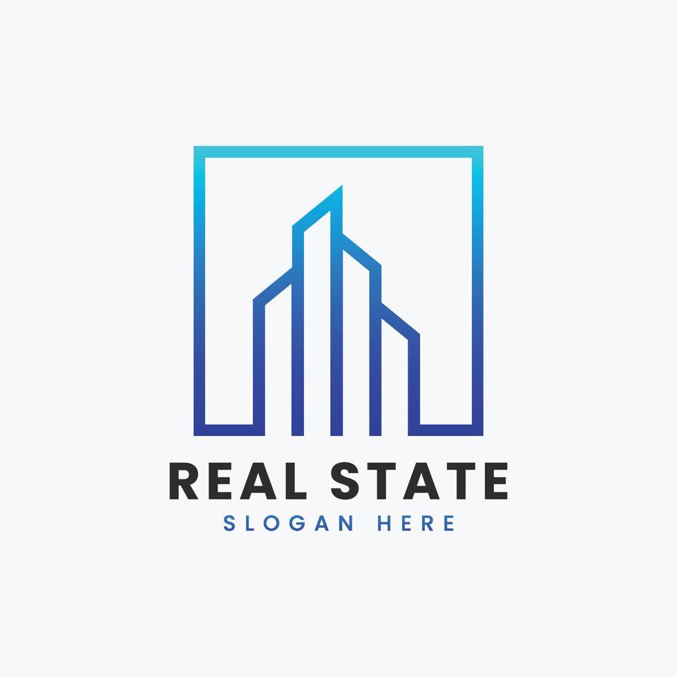 Creative modern abstract real estate logo design, colorful gradient building property real estate bag logo design template vector