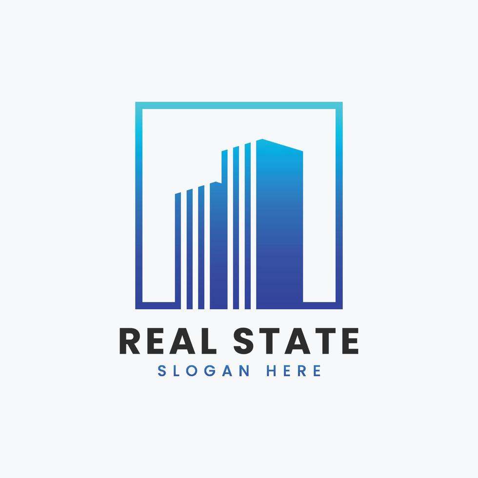 Creative modern abstract real estate logo design, colorful gradient building property real estate bag logo design template vector