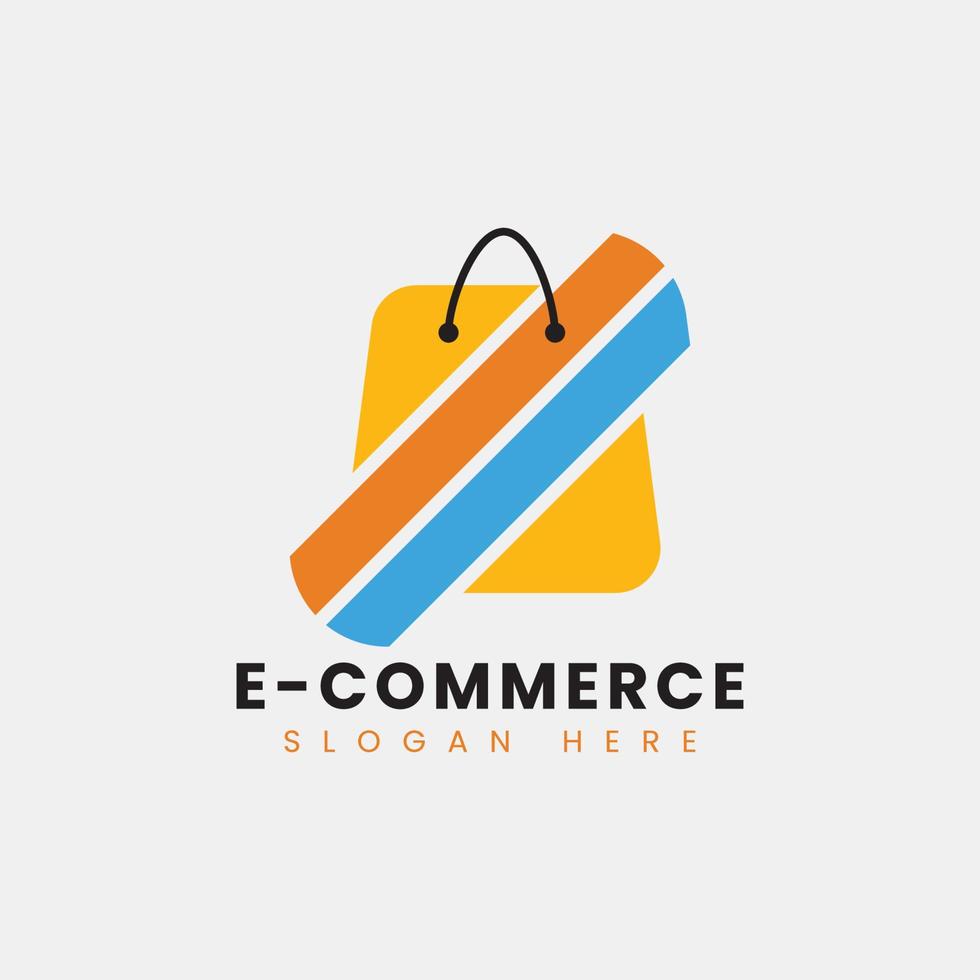 diseño de logotipo de comercio electrónico abstracto moderno creativo, plantilla de diseño de logotipo de bolsa de compras en línea degradado colorido vector