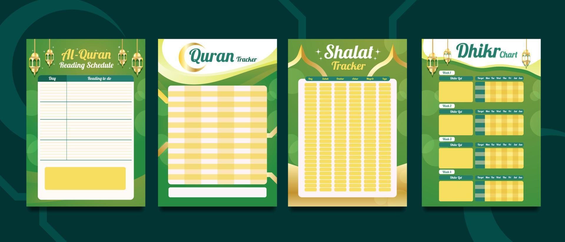 Islamic Prayer Schedule Tables vector