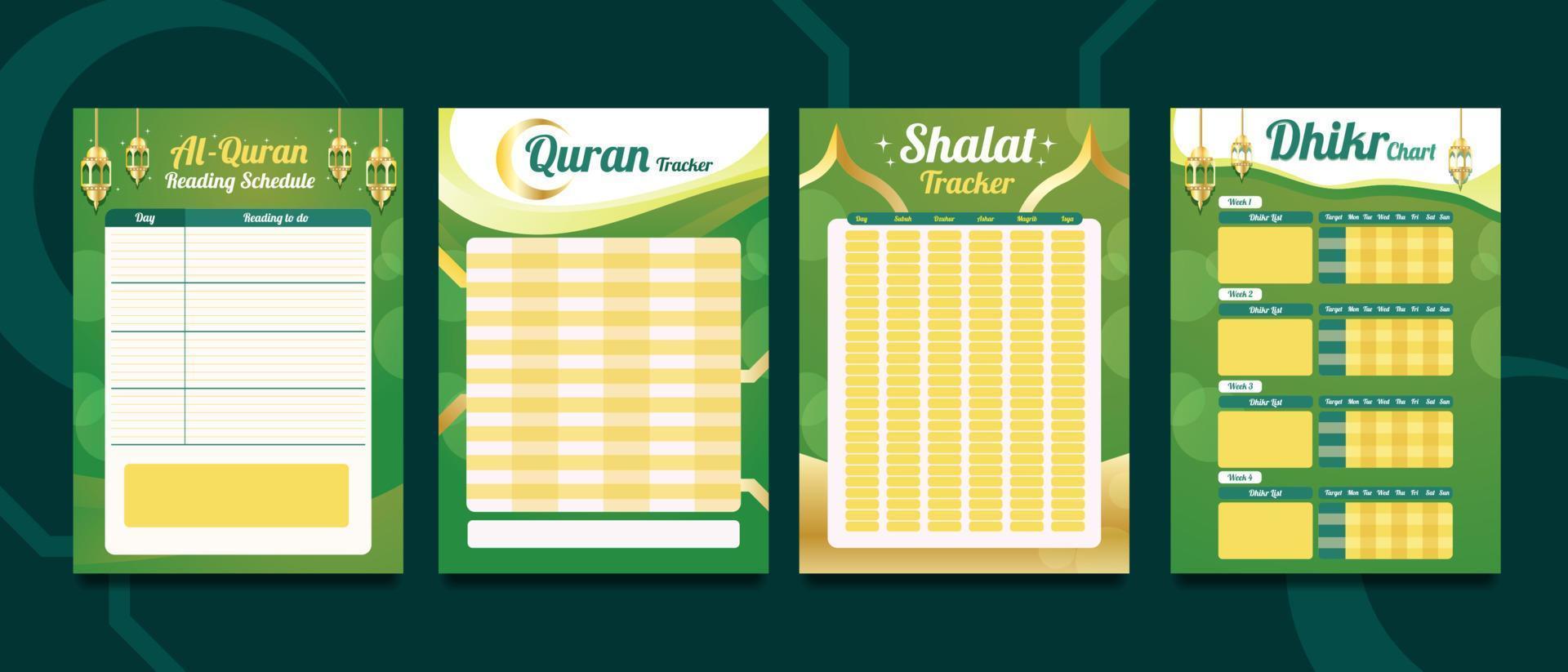 tablas de horario de oración islámica vector