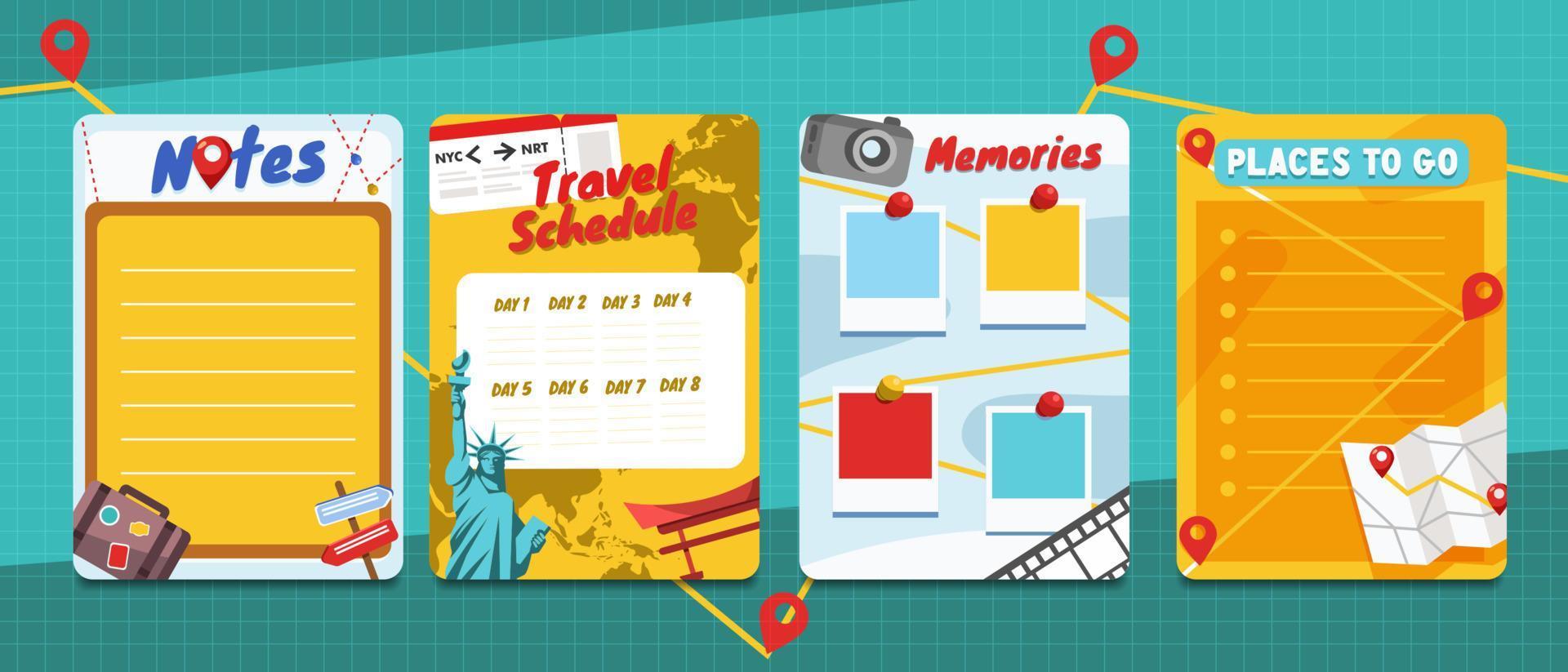 Fun and Colorful Traveling Journal Template vector