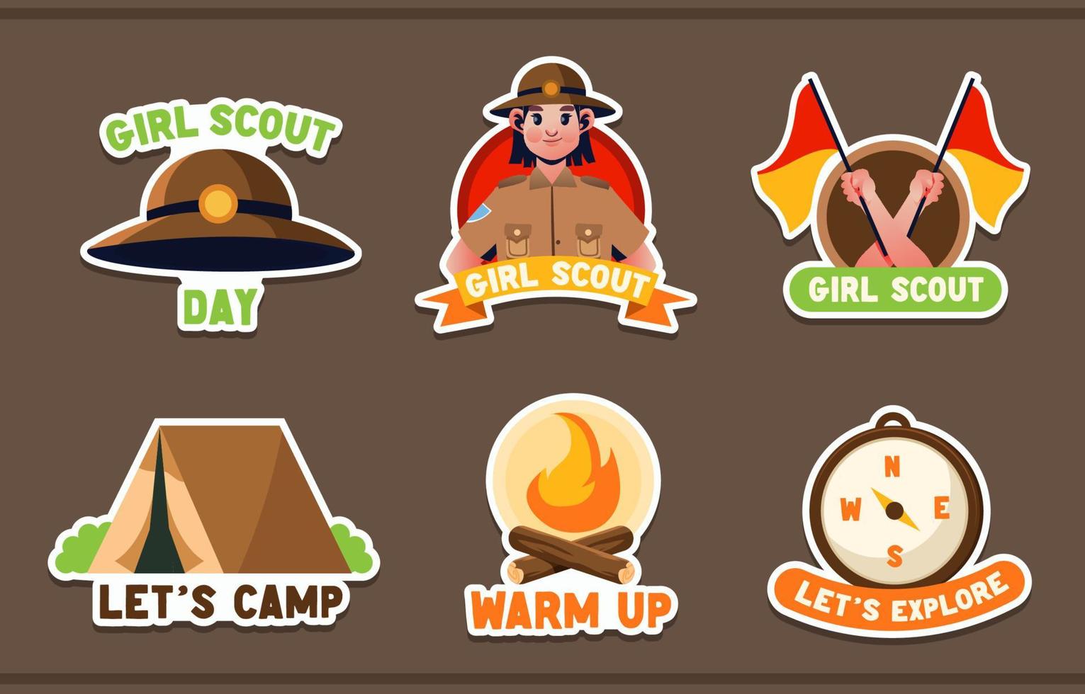 Girl Scout Day Sticker Pack vector