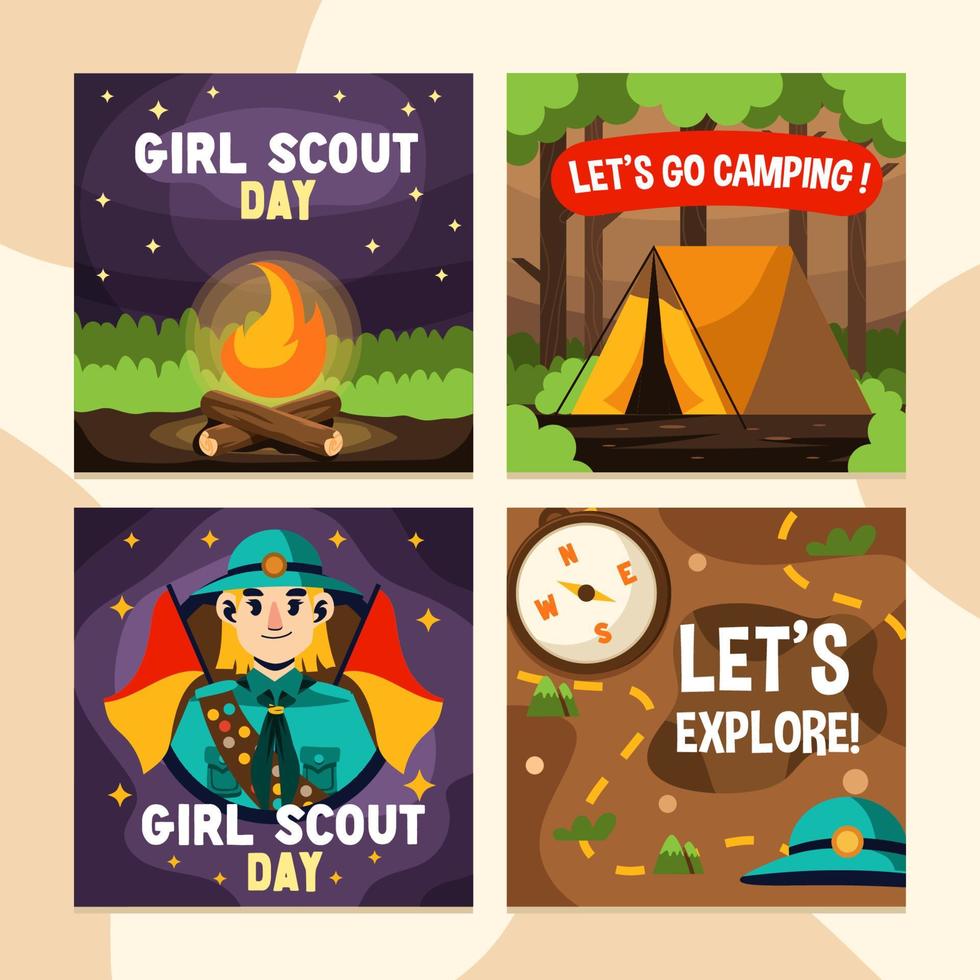 Fun Activity Girl Scout Social Media Post vector