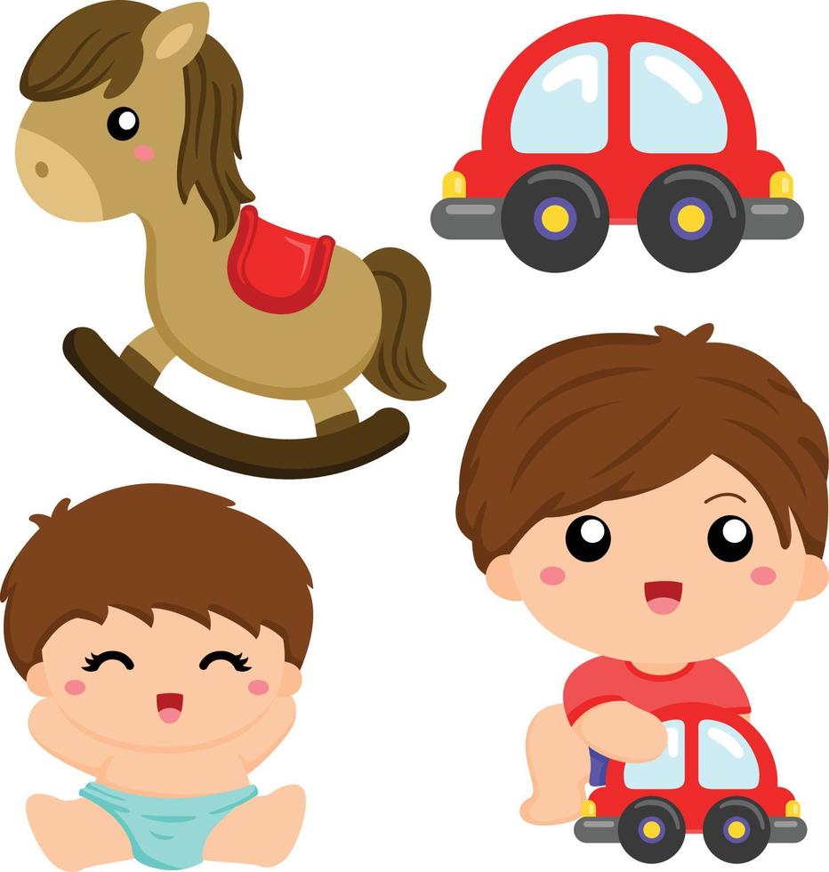 Baby Toys Cute Drawing Set vector