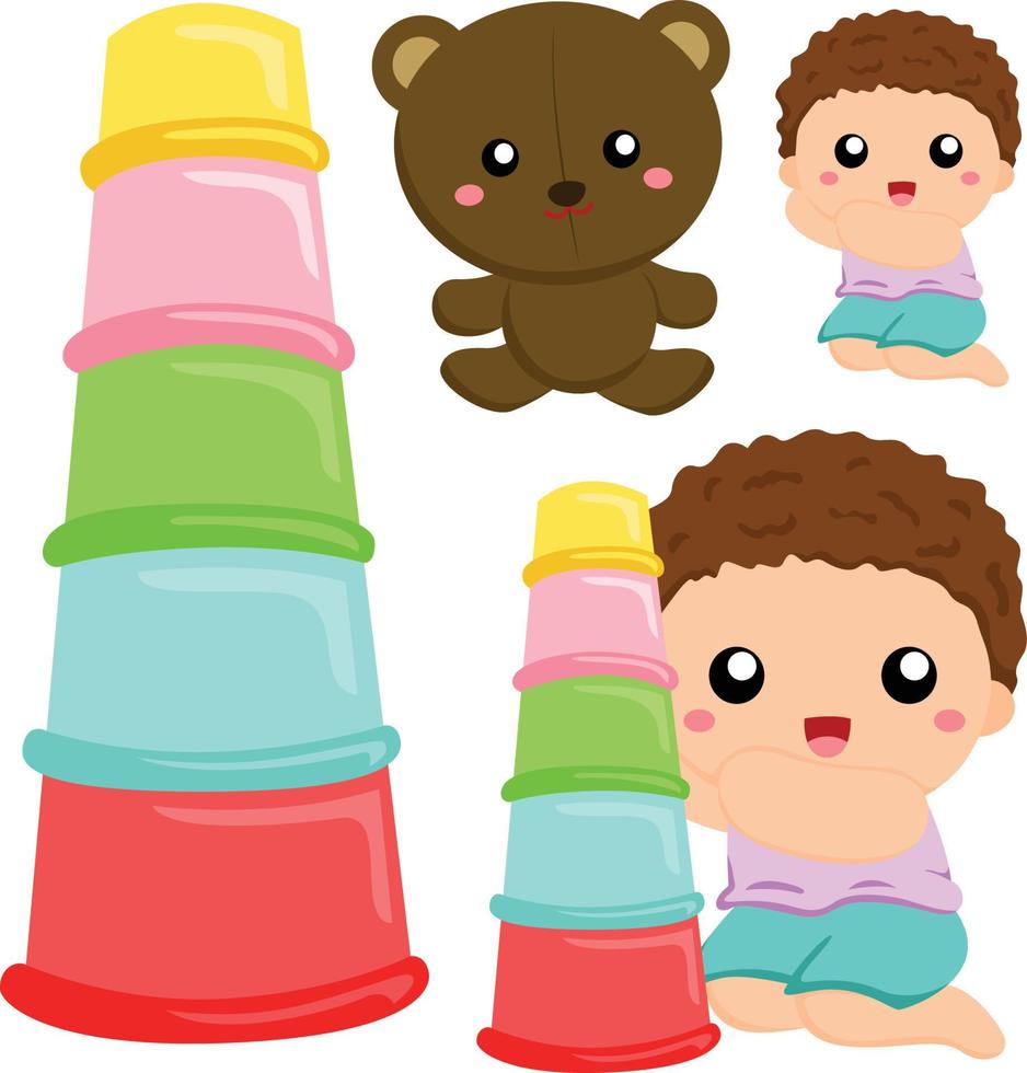 bebé juguetes clipart colorido vector