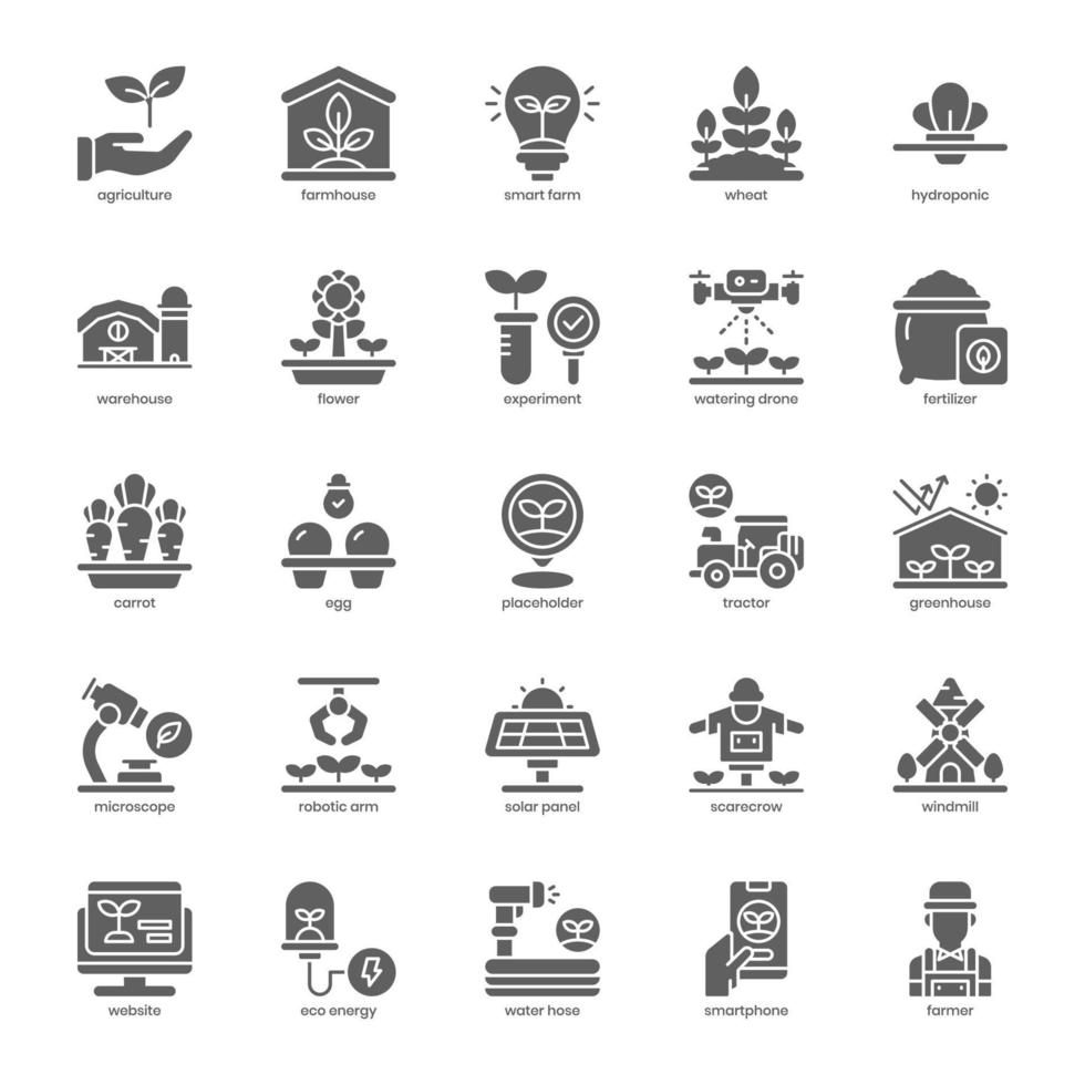 paquete de iconos de agricultura inteligente para el diseño de su sitio web, logotipo, aplicación, ui. diseño de glifo de icono de agricultura inteligente. ilustración de gráficos vectoriales y trazo editable. vector