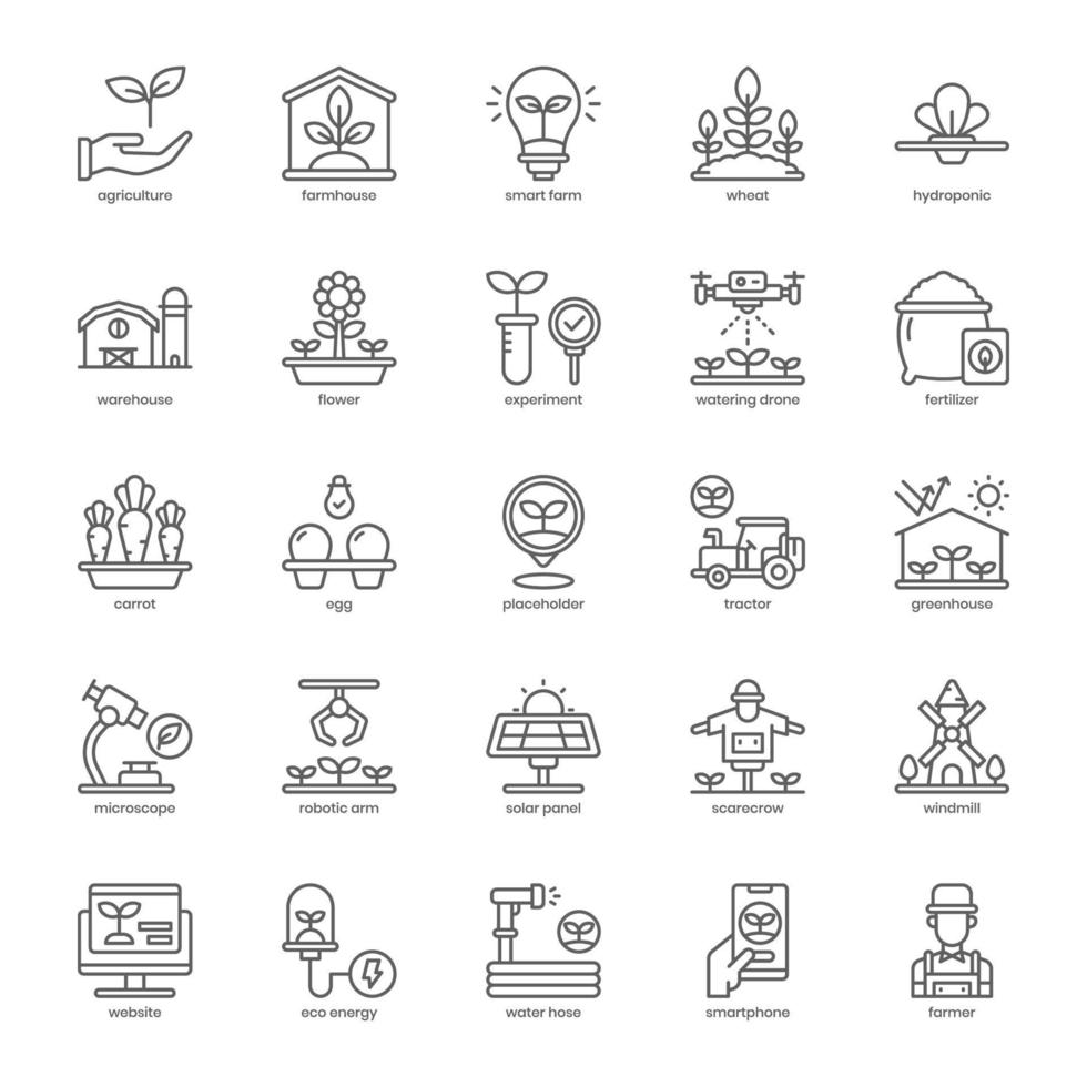 Smart Agriculture icon pack for your website design, logo, app, UI. Smart Agriculture icon outline design. Vector graphics illustration and editable stroke.