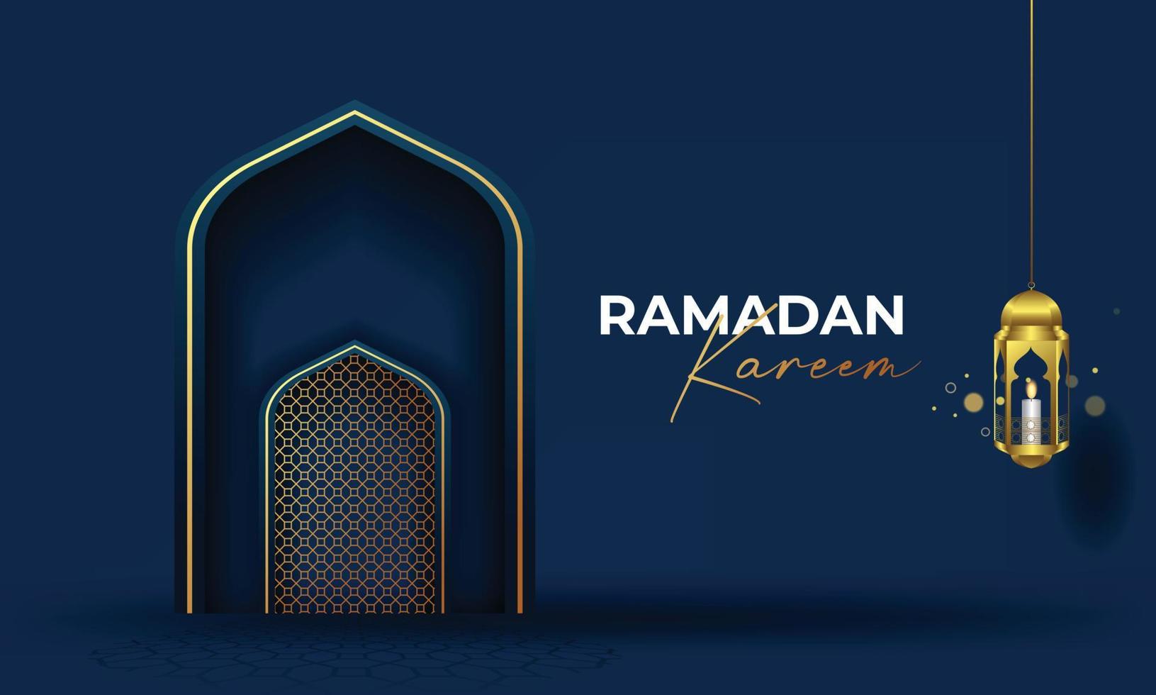 Ilustración de vector de fondo de tarjeta de felicitación de ramadán kareem