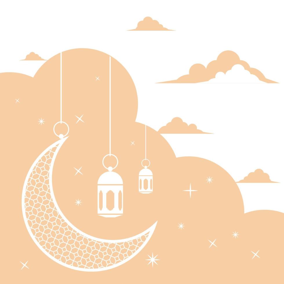 ramadan kareem  white greeting card background vector illustration