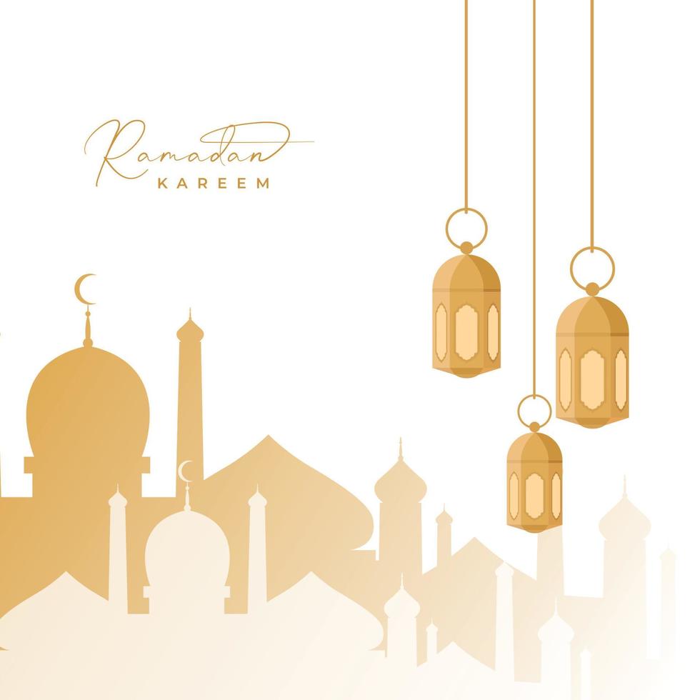 ramadan kareem  white greeting card background vector illustration
