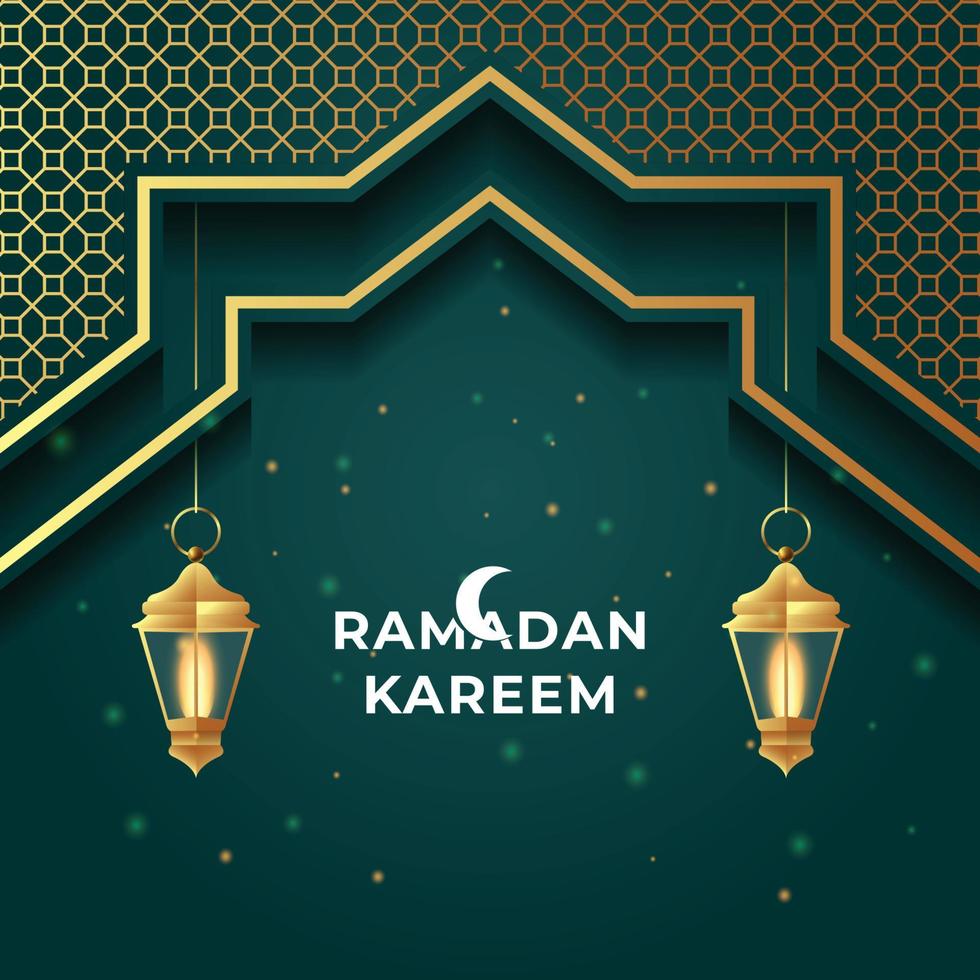 Ilustración de vector de fondo de tarjeta de felicitación de ramadán kareem