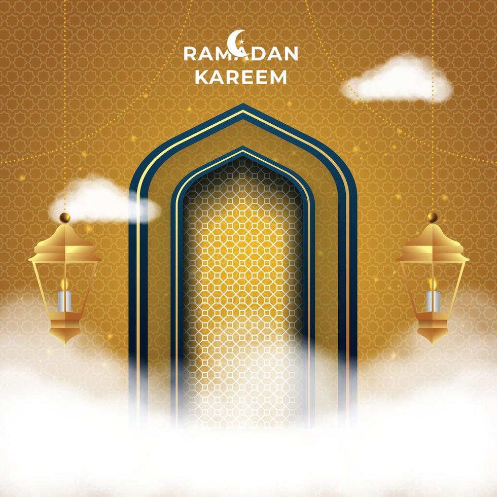 Ilustración de vector de fondo de tarjeta de felicitación de ramadán kareem