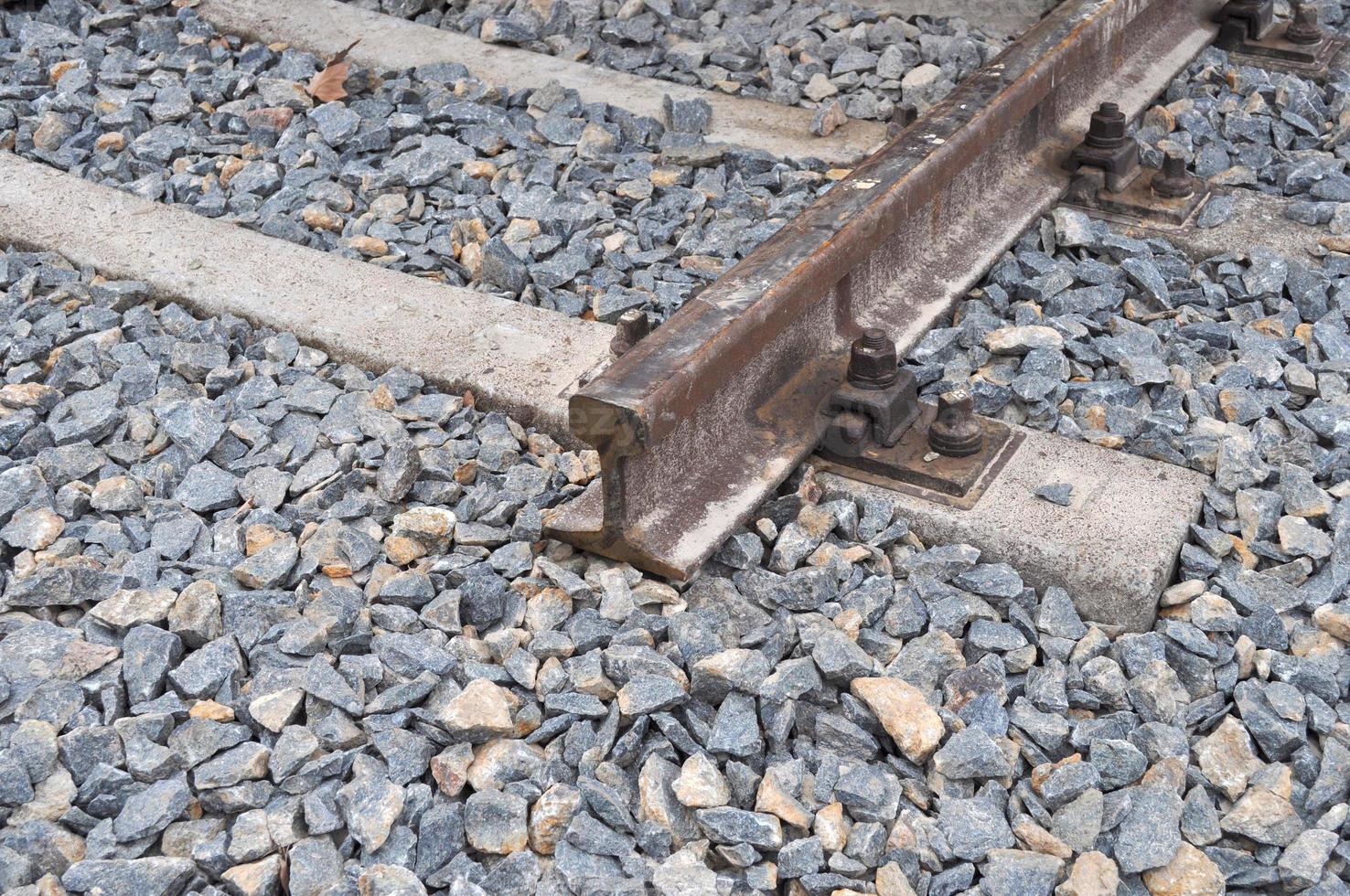 Railway or railroad tracks for train transportation photo