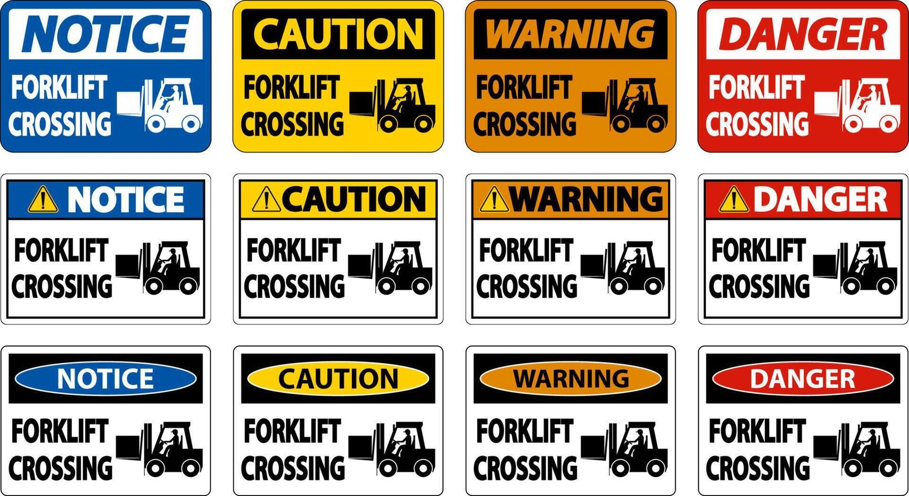 Forklift Crossing Sign On White Background vector