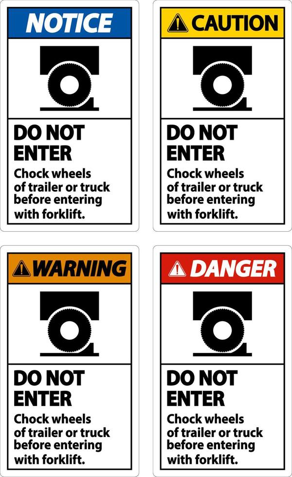 Chock Wheels of Trailer Sign On White Background vector
