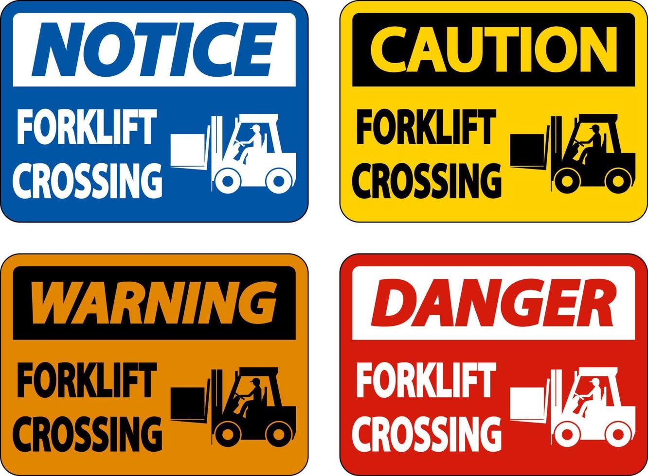 Forklift Crossing Sign On White Background vector