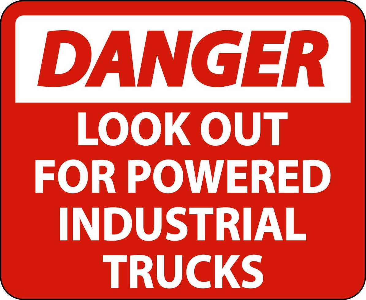 peligro, busque señales de camiones sobre fondo blanco vector
