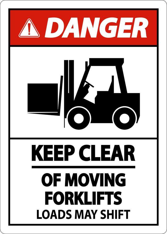 Danger Keep Clear of Moving Forklifts Sign On White Background vector