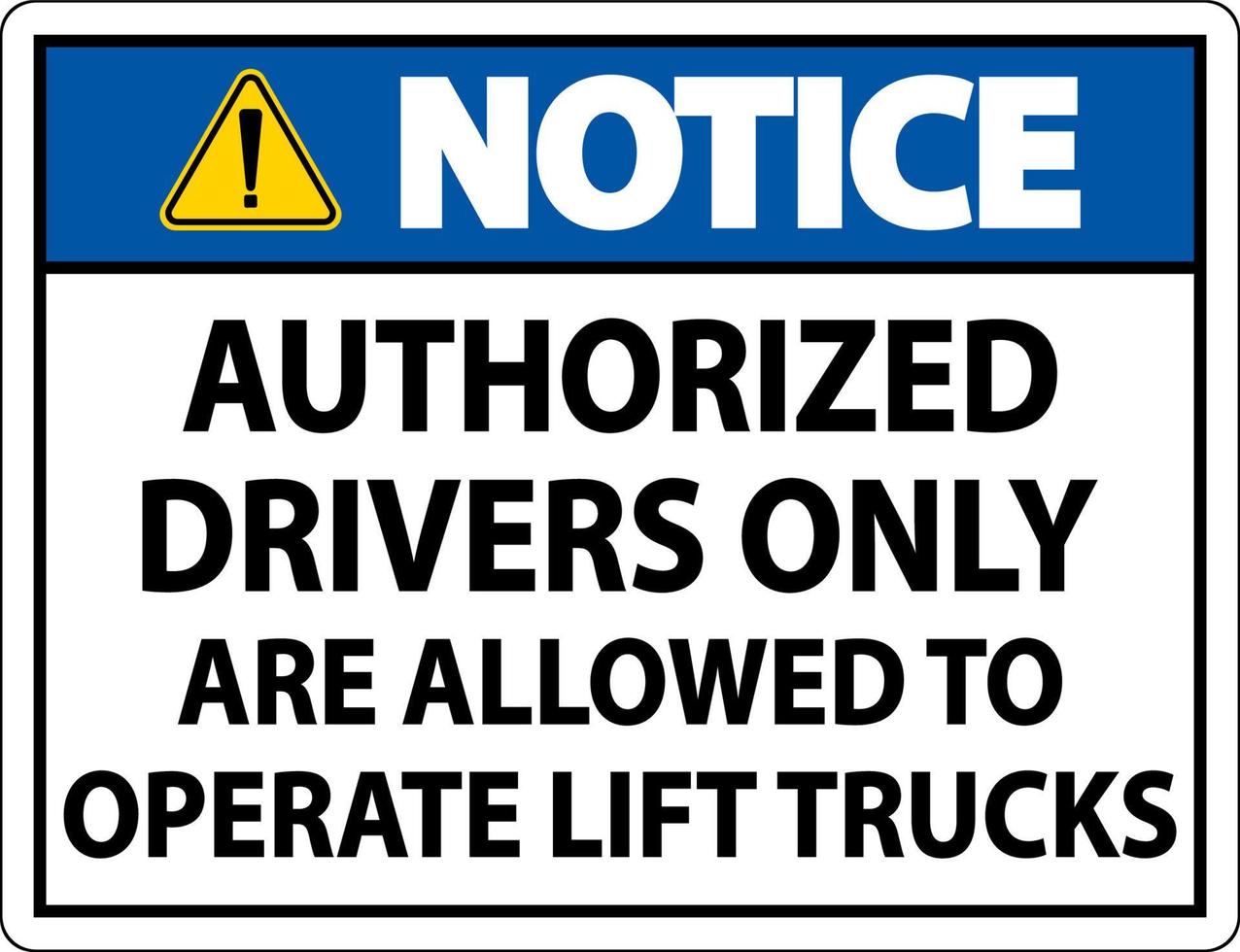 Notice Authorized Drivers Only Sign On White Background vector