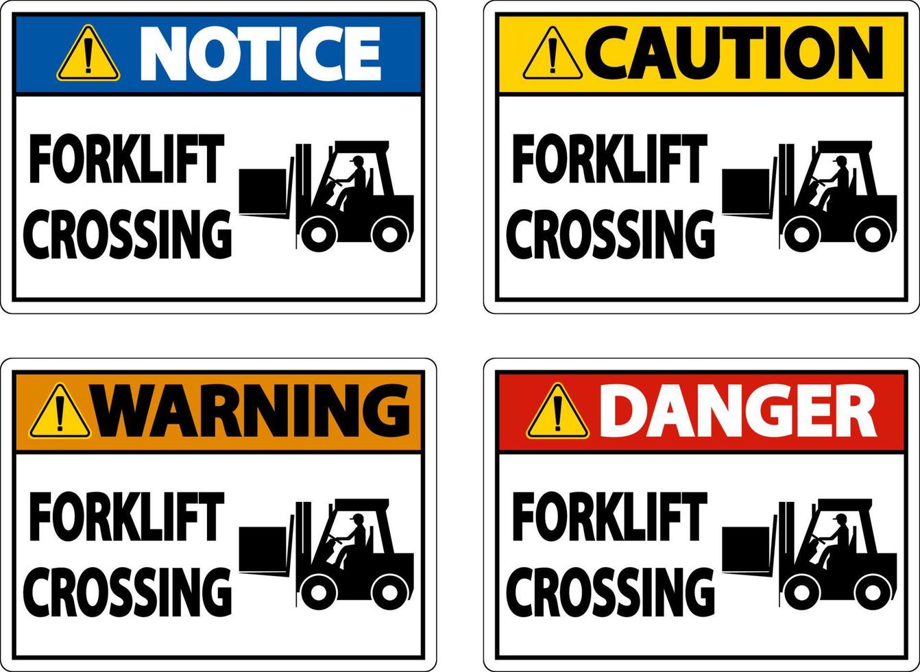 Forklift Crossing Sign On White Background vector
