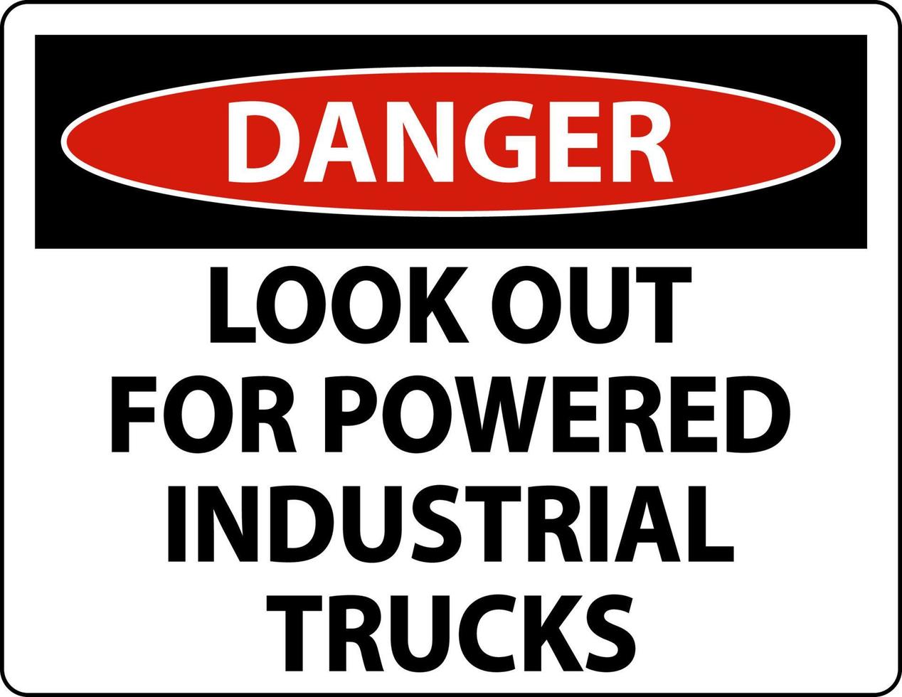 peligro, busque señales de camiones sobre fondo blanco vector
