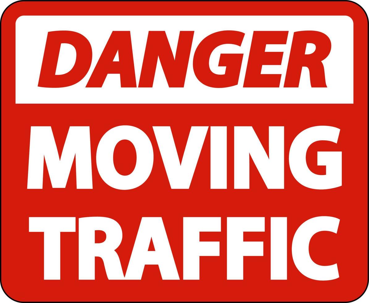 Danger Moving Traffic Sign On White Background vector