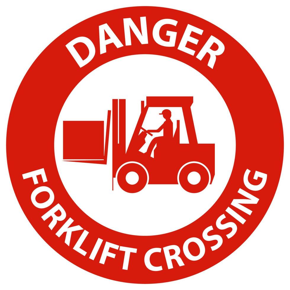 Danger Forklift Crossing Sign On White Background vector