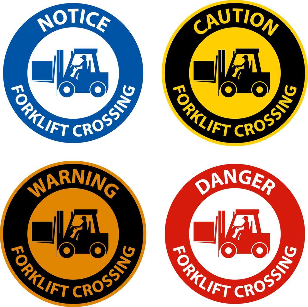 Forklift Crossing Sign On White Background vector