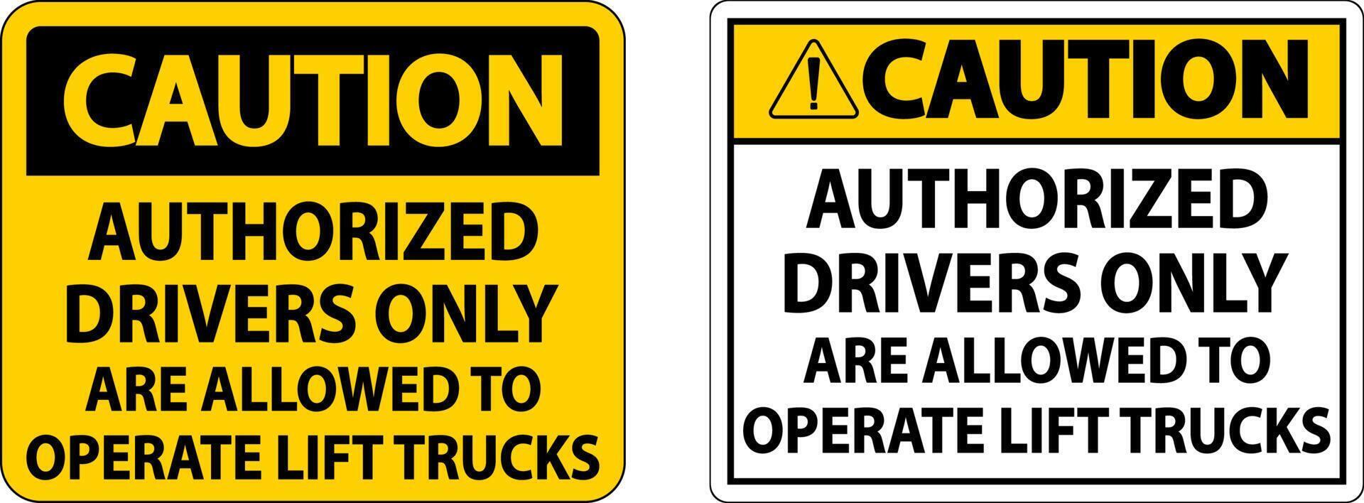 Caution Authorized Drivers Only Sign On White Background vector