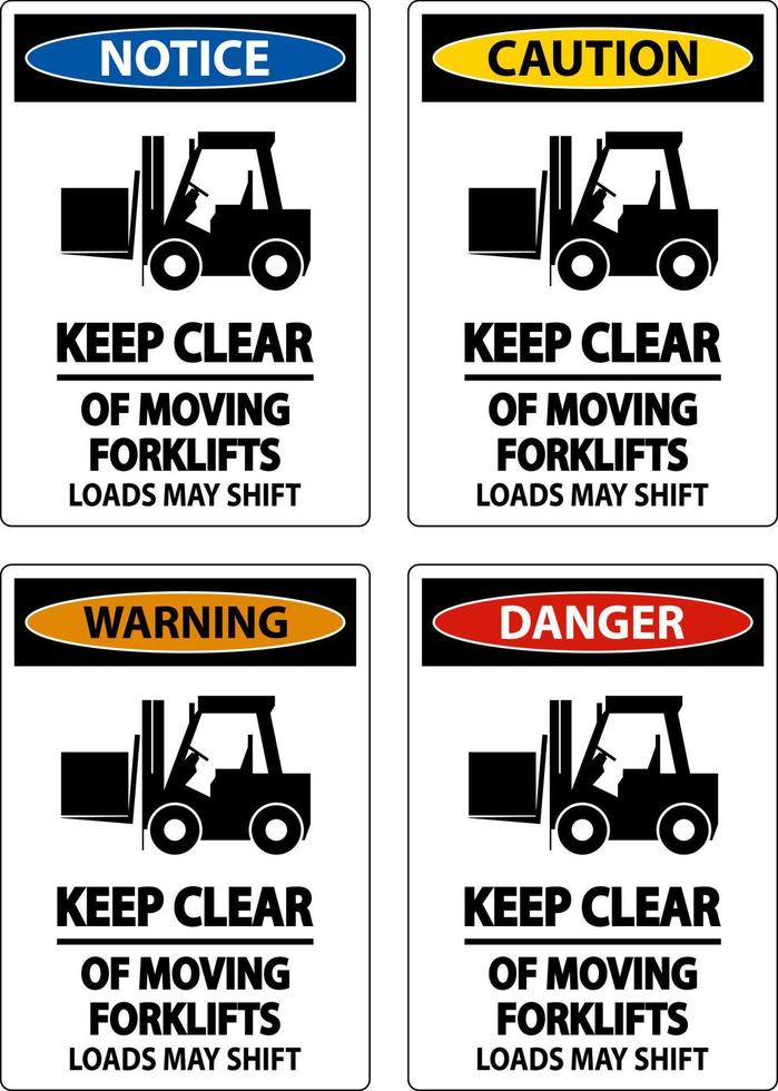 Keep Clear of Moving Forklifts Sign On White Background vector