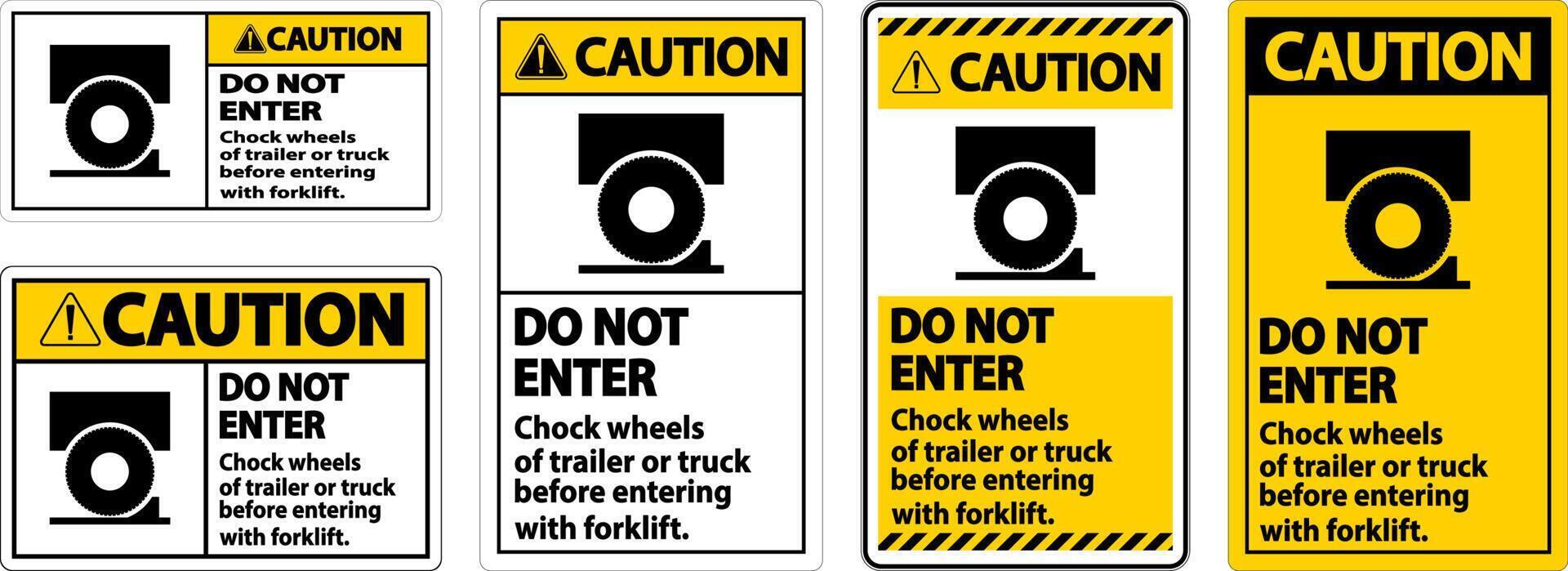 Caution Chock Wheels of Trailer Sign On White Background vector
