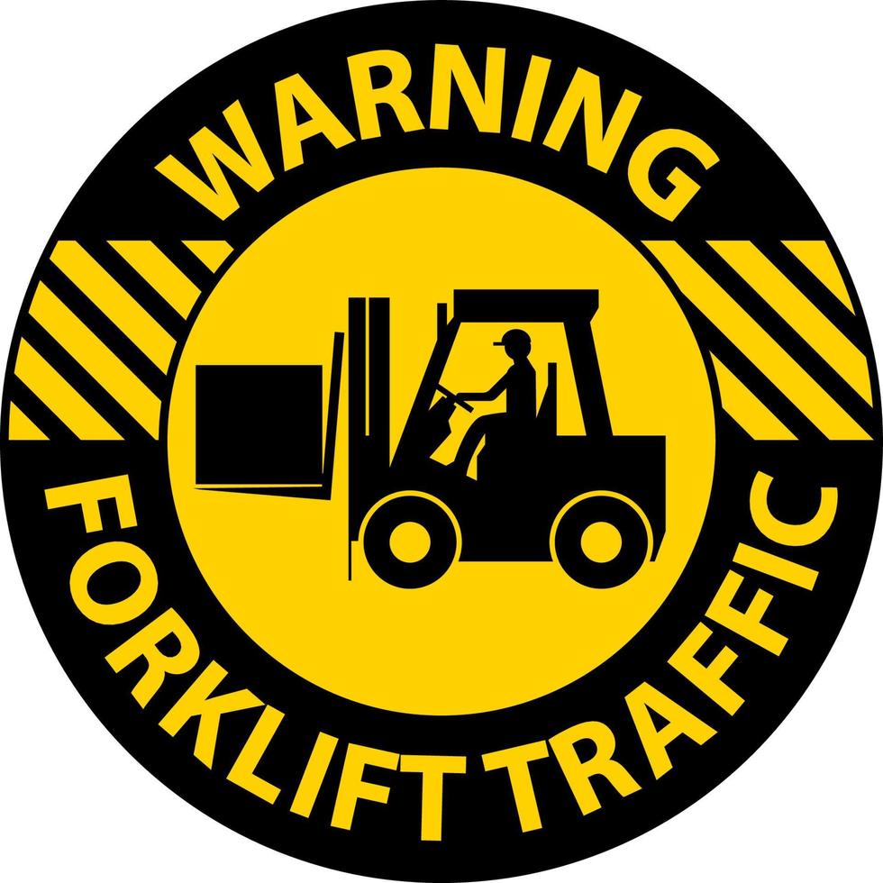 Warning Forklift Traffic Floor Sign On White Background vector