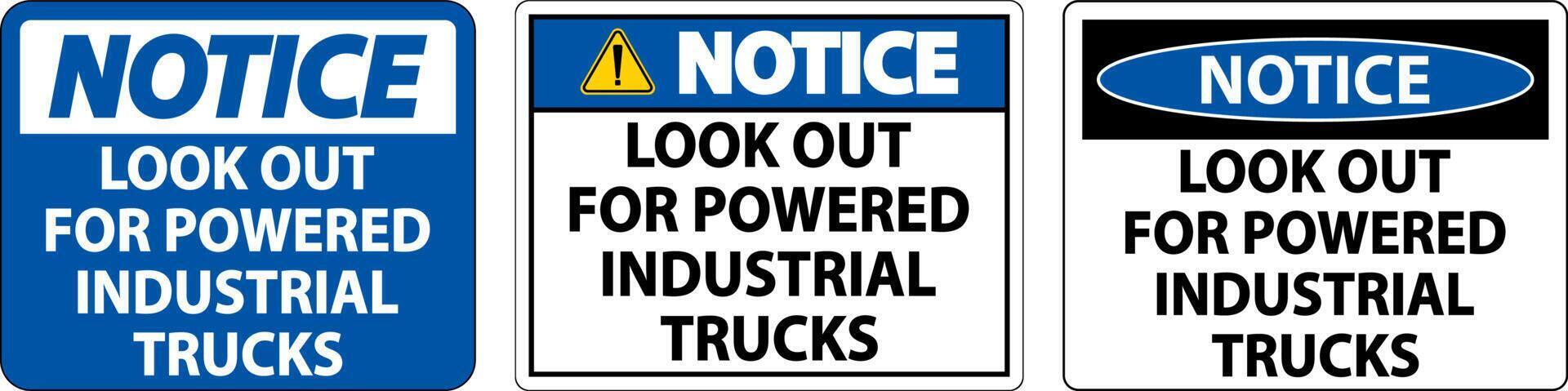 Notice Look Out For Trucks Sign On White Background vector