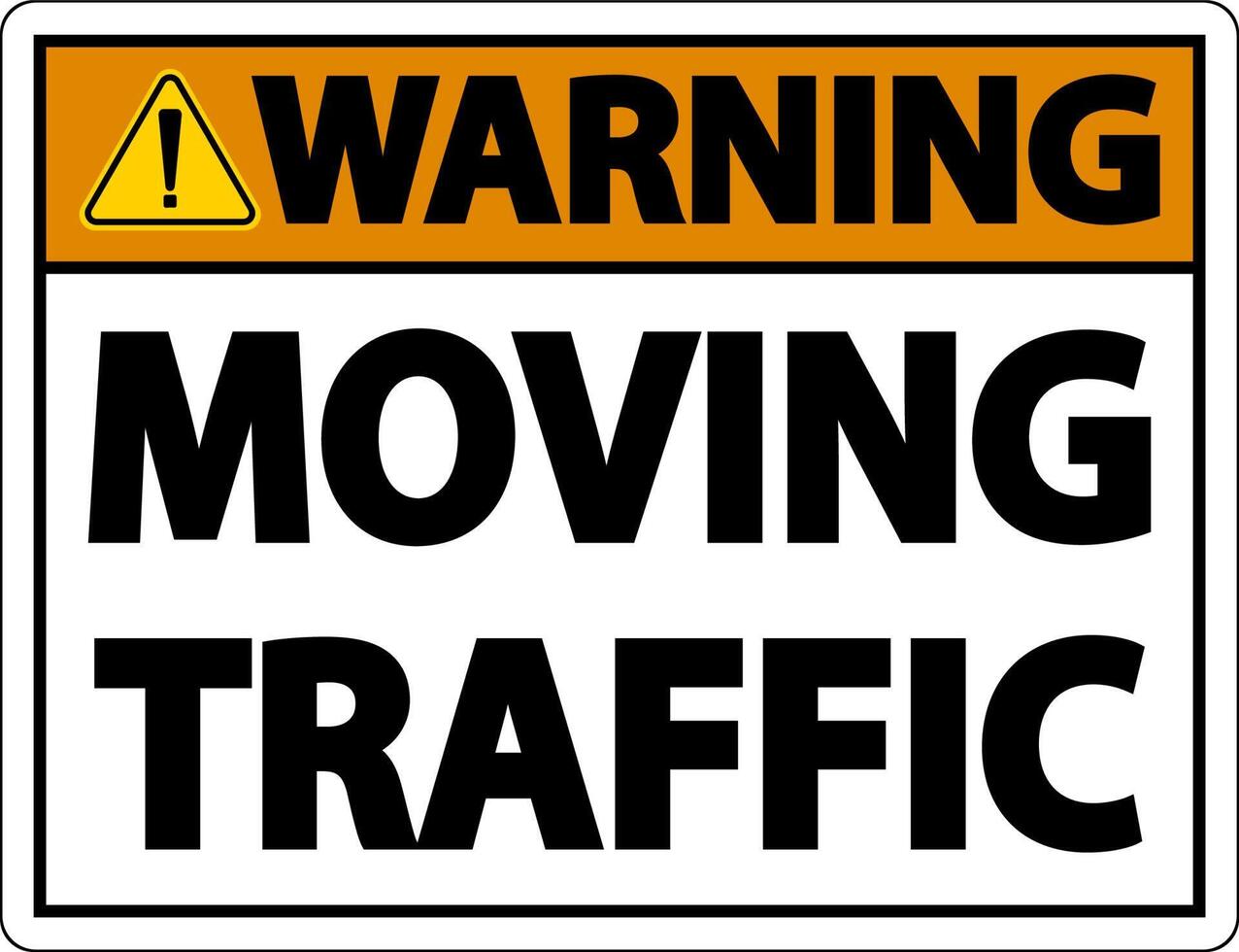 Warning Moving Traffic Sign On White Background vector