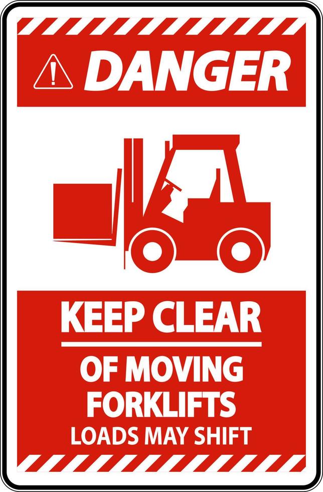 Danger Keep Clear of Moving Forklifts Sign On White Background vector
