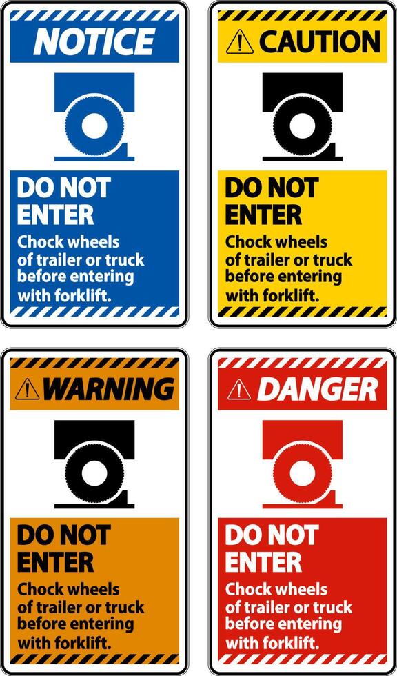 Chock Wheels of Trailer Sign On White Background vector