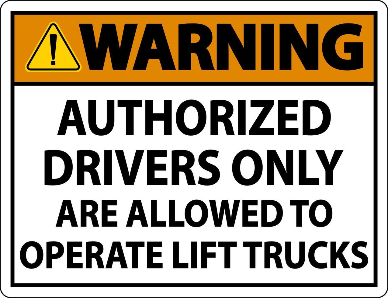 Warning Authorized Drivers Only Sign On White Background vector